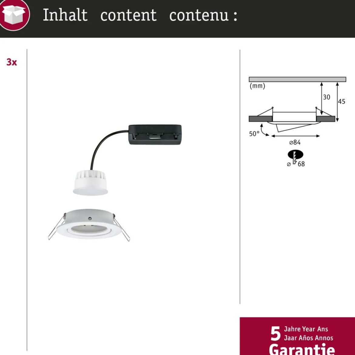 Paulmann 92433 LED Einbauleuchte Nova Coin 3er-Set Zigbee RGBW Weiß matt