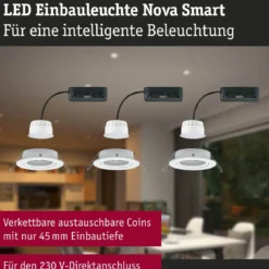 Paulmann 92433 LED Einbauleuchte Nova Coin 3er-Set Zigbee RGBW Weiß matt