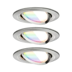 Paulmann 92434 LED Einbauleuchte Nova Coin 3er-Set Zigbee RGBW Eisen gebürstet