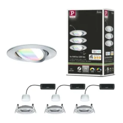 Paulmann 92435 LED Einbauleuchte Nova Coin 3er-Set Zigbee RGBW Alu gedreht