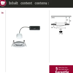 Paulmann 92435 LED Einbauleuchte Nova Coin 3er-Set Zigbee RGBW Alu gedreht