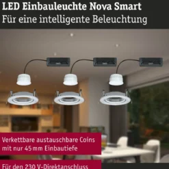 Paulmann 92435 LED Einbauleuchte Nova Coin 3er-Set Zigbee RGBW Alu gedreht