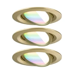 Paulmann 92436 LED Einbauleuchte Nova Coin 3er-Set Zigbee RGBW Gold matt