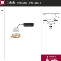 Paulmann 92436 LED Einbauleuchte Nova Coin 3er-Set Zigbee RGBW Gold matt