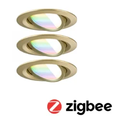 Paulmann 92436 LED Einbauleuchte Nova Coin 3er-Set Zigbee RGBW Gold matt