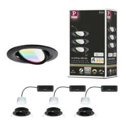 Paulmann 92437 LED Einbauleuchte Nova Coin 3er-Set Zigbee RGBW Schwarz matt