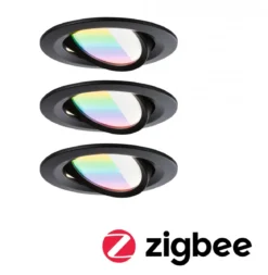 Paulmann 92437 LED Einbauleuchte Nova Coin 3er-Set Zigbee RGBW Schwarz matt