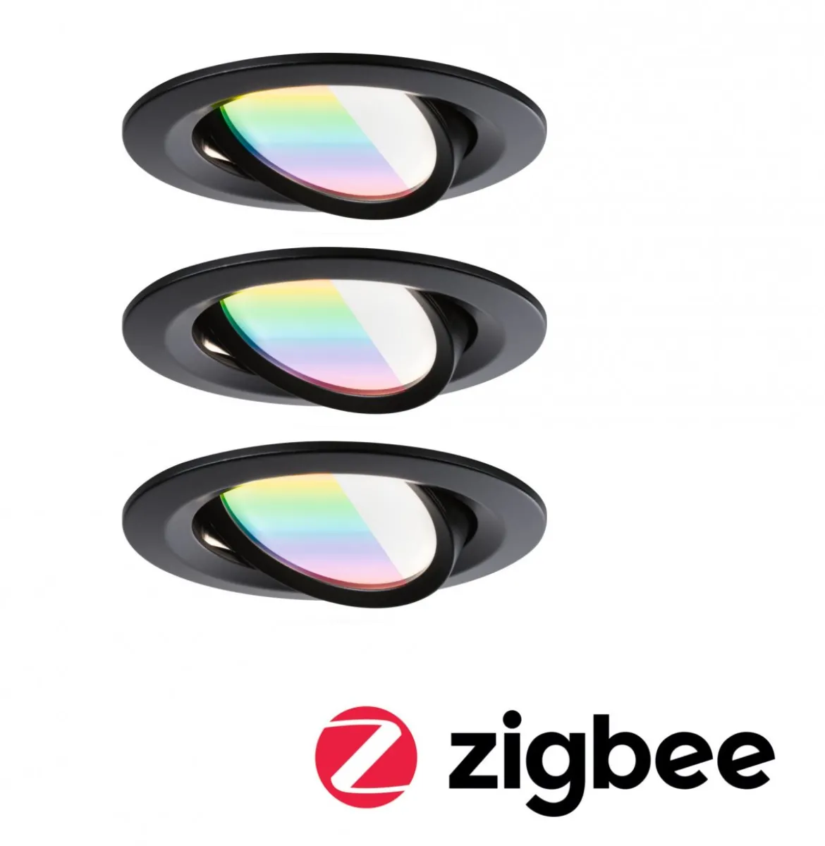 Paulmann 92437 LED Einbauleuchte Nova Coin 3er-Set Zigbee RGBW Schwarz matt