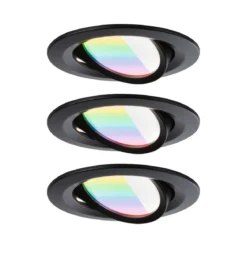 Paulmann 92437 LED Einbauleuchte Nova Coin 3er-Set Zigbee RGBW Schwarz matt