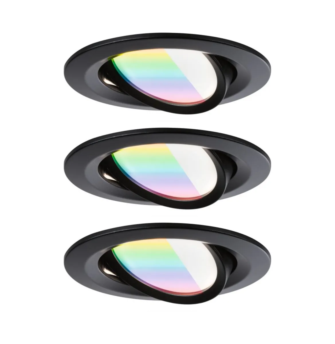 Paulmann 92437 LED Einbauleuchte Nova Coin 3er-Set Zigbee RGBW Schwarz matt