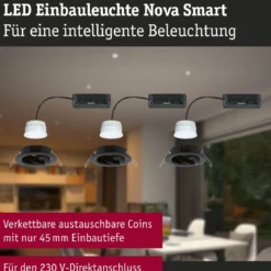 Paulmann 92437 LED Einbauleuchte Nova Coin 3er-Set Zigbee RGBW Schwarz matt