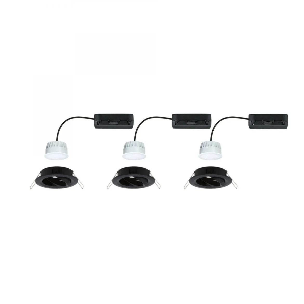 Paulmann 92437 LED Einbauleuchte Nova Coin 3er-Set Zigbee RGBW Schwarz matt