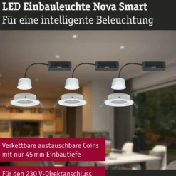 Paulmann 92440 LED Einbauleuchte Nova Coin 3er-Set Zigbee Tunable White Weiß matt