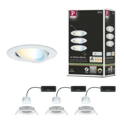 Paulmann 92440 LED Einbauleuchte Nova Coin 3er-Set Zigbee Tunable White Weiß matt