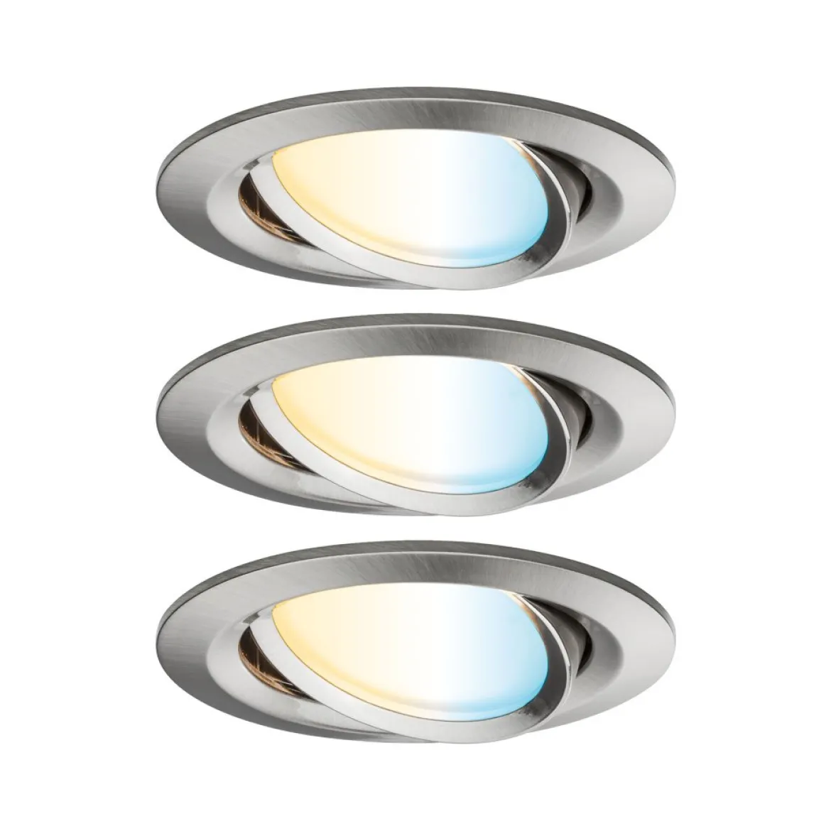 Paulmann 92441 LED Einbauleuchte Nova Coin 3er-Set Zigbee Tunable White Eisen gebürstet