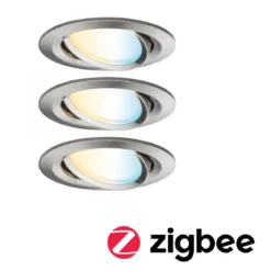 Paulmann 92441 LED Einbauleuchte Nova Coin 3er-Set Zigbee Tunable White Eisen gebürstet