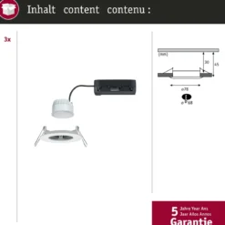 Paulmann 92442 LED Einbauleuchte Nova Coin 3er-Set Zigbee Tunable White Weiß matt IP44