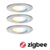 Paulmann 92443 LED Einbauleuchte Nova Coin 3er-Set Zigbee Tunable White Eisen gebürstet IP44