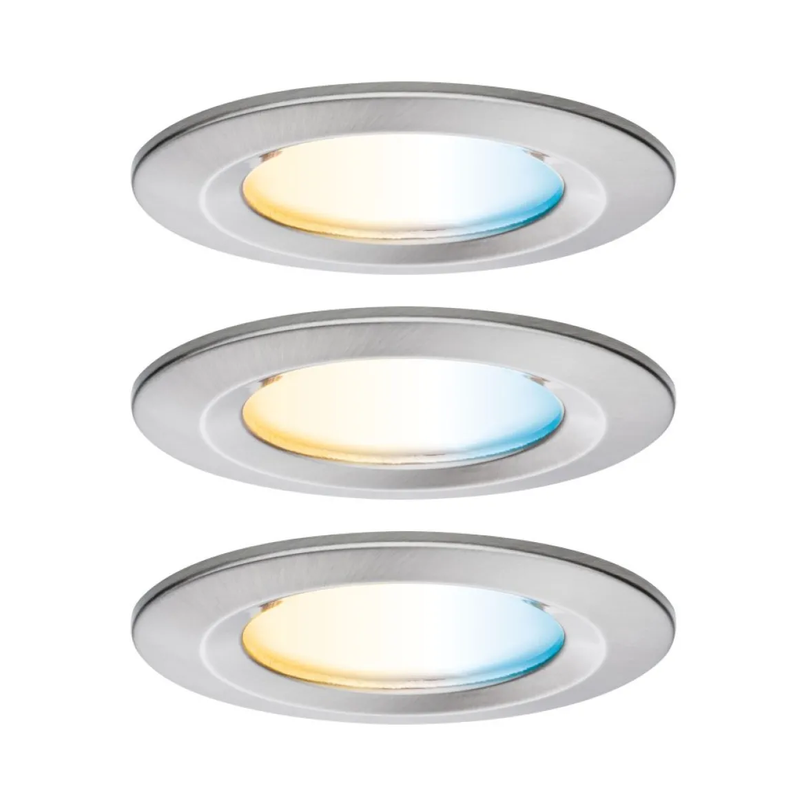 Paulmann 92443 LED Einbauleuchte Nova Coin 3er-Set Zigbee Tunable White Eisen gebürstet IP44