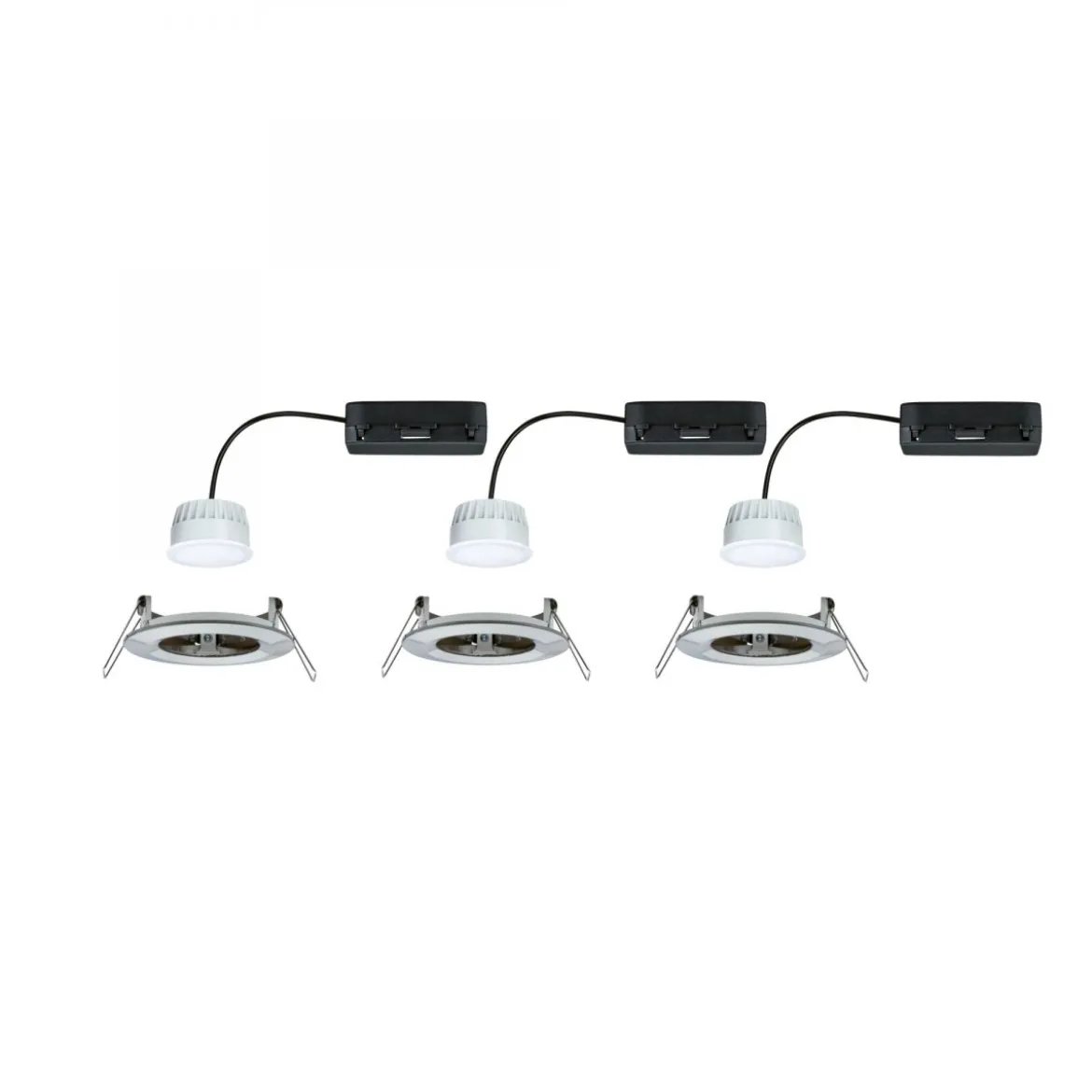 Paulmann 92443 LED Einbauleuchte Nova Coin 3er-Set Zigbee Tunable White Eisen gebürstet IP44