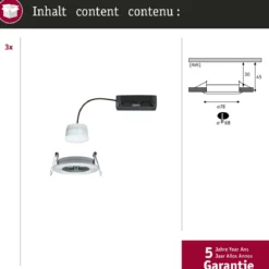 Paulmann 92444 LED Einbauleuchte Nova Coin 3er-Set Zigbee Tunable White Alu gedreht IP44