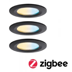 Paulmann 92446 LED Einbauleuchte Nova Coin 3er-Set Zigbee Tunable White Schwarz matt IP44