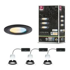 Paulmann 92446 LED Einbauleuchte Nova Coin 3er-Set Zigbee Tunable White Schwarz matt IP44