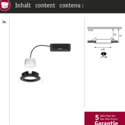 Paulmann 92446 LED Einbauleuchte Nova Coin 3er-Set Zigbee Tunable White Schwarz matt IP44