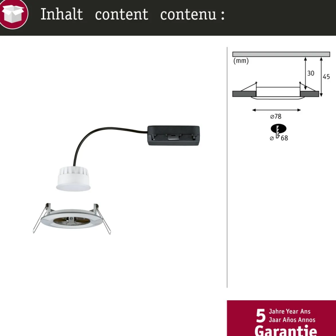 Paulmann 92448 LED Einbauleuchte Nova Coin Zigbee Tunable White Eisen gebürstet IP44