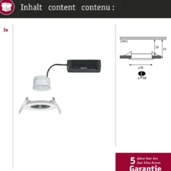 Paulmann 92449 LED Einbauleuchte Nova Coin 3er-Set Zigbee RGBW Weiß matt IP44
