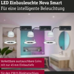 Paulmann 92449 LED Einbauleuchte Nova Coin 3er-Set Zigbee RGBW Weiß matt IP44