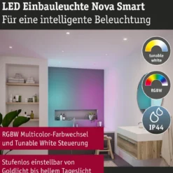 Paulmann 92449 LED Einbauleuchte Nova Coin 3er-Set Zigbee RGBW Weiß matt IP44