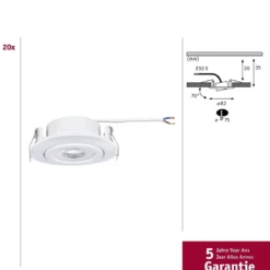 Paulmann 99997 LED Einbauleuchten 20er-Set schwenkbar 3000K Weiß