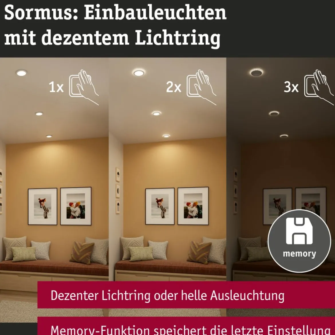Paulmann 92248 LED Einbauleuchte Sormus 10cm 3er-Set IP65 rund weiß