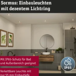 Paulmann 92249 LED Einbauleuchte Sormus 10 cm Einzelleuchte IP65 rund chrom