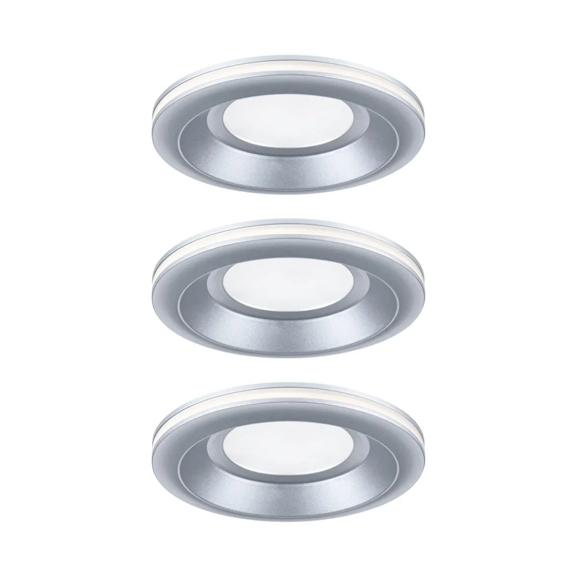 Paulmann 92250 LED Einbauleuchte Sormus 10cm 3er-Set IP65 rund chrom