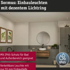 Paulmann 92252 LED Einbauleuchte Sormus 10cm 3er-Set IP65 rund schwarz