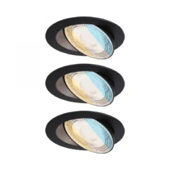 Paulmann 92258 LED Einbauleuchte White Select Aumus 3er-Set Schwarz 3 Step Dimmbar