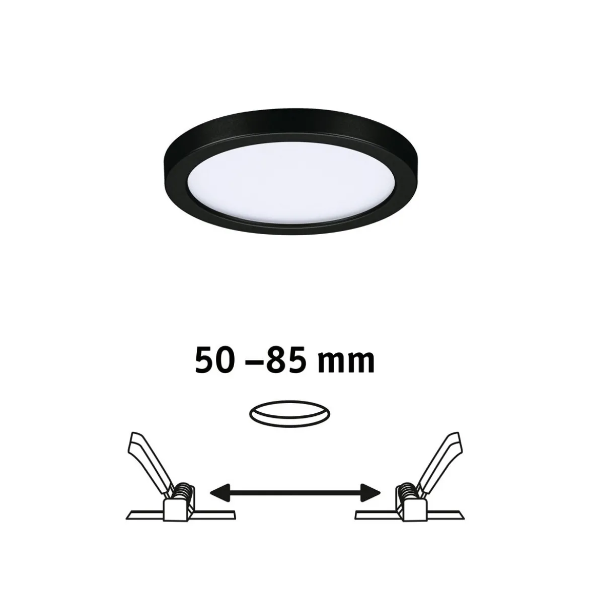 Paulmann 79960 LED Einbaupanel Areo VariFit IP44 rund 118mm Schwarz 3000K