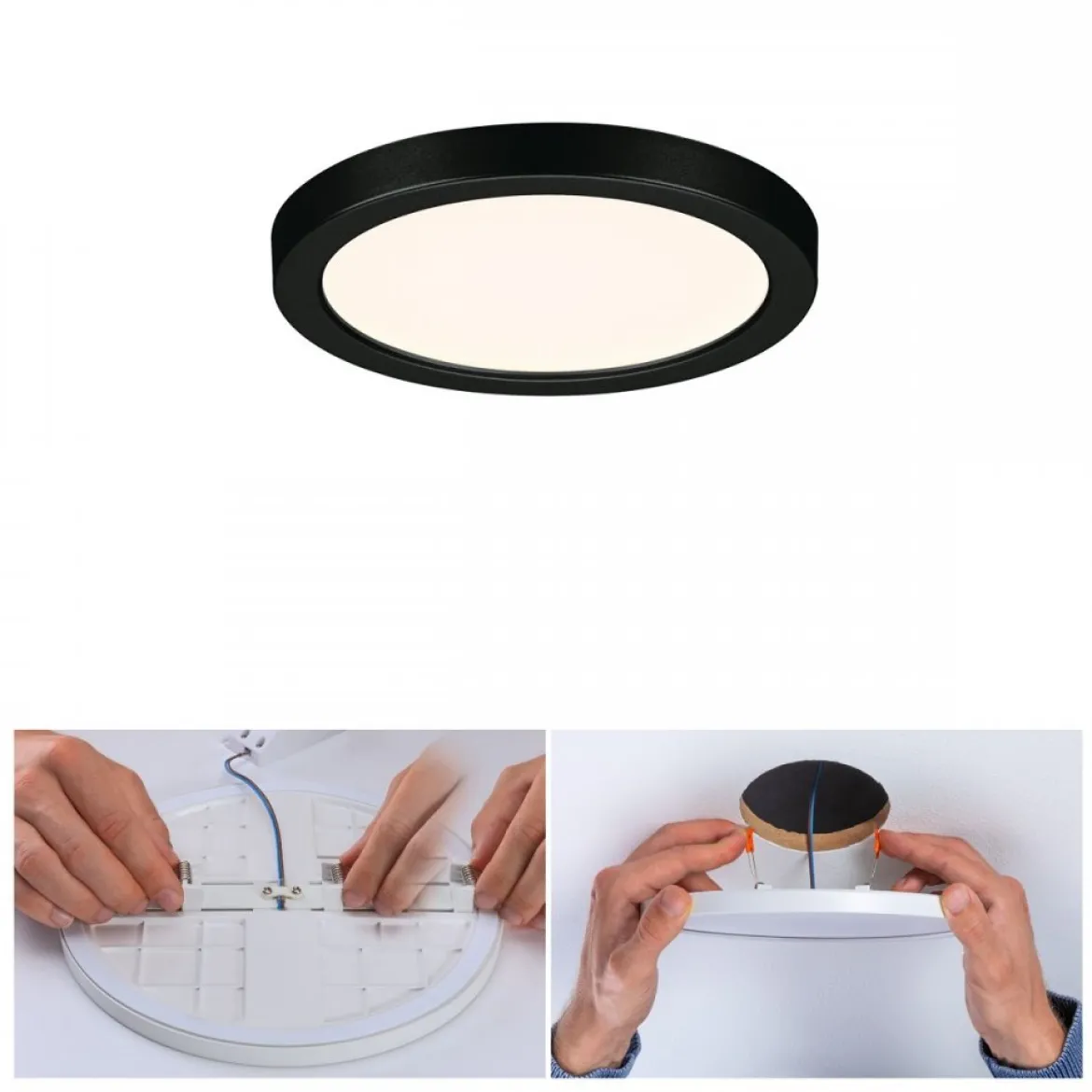 Paulmann 79960 LED Einbaupanel Areo VariFit IP44 rund 118mm Schwarz 3000K
