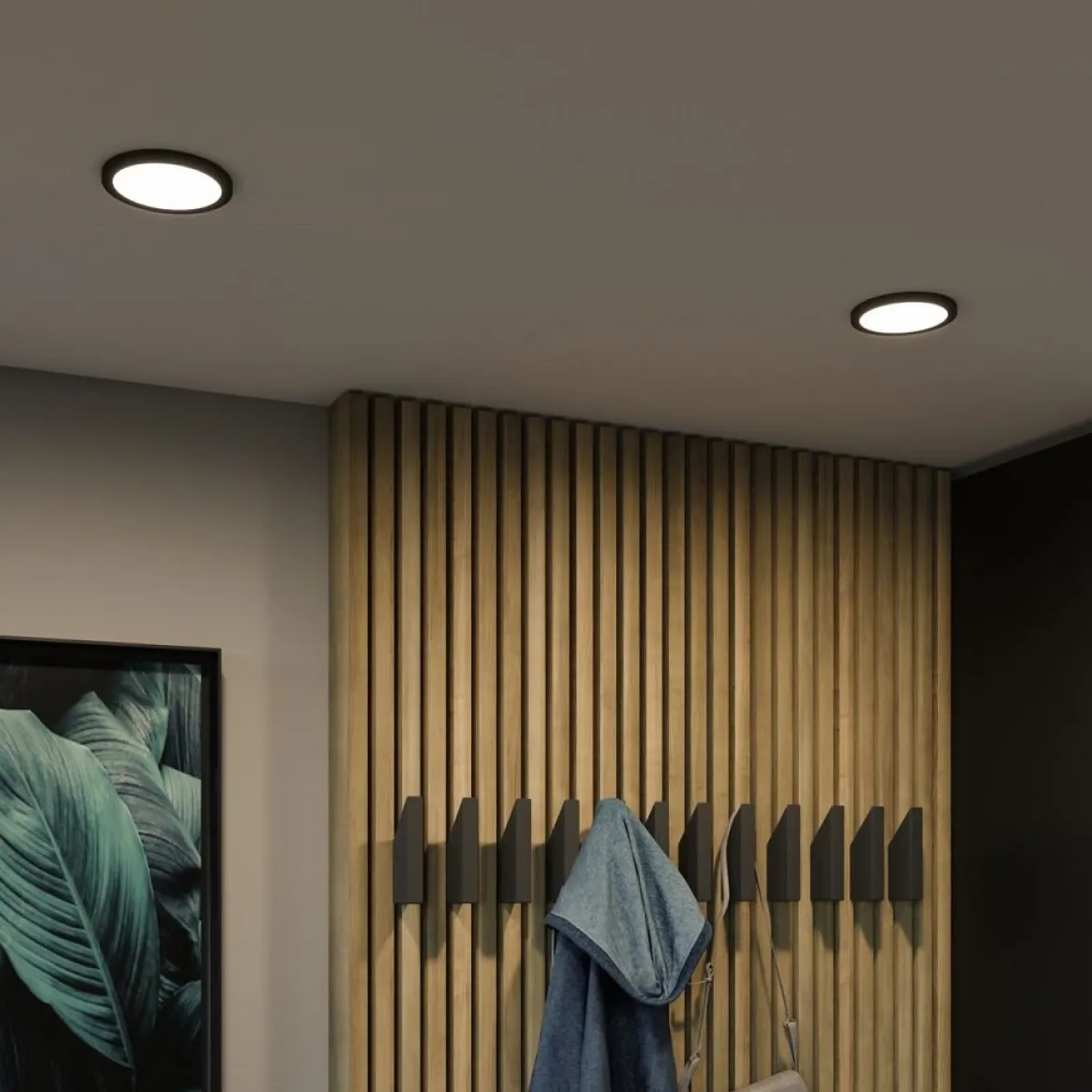 Paulmann 79960 LED Einbaupanel Areo VariFit IP44 rund 118mm Schwarz 3000K