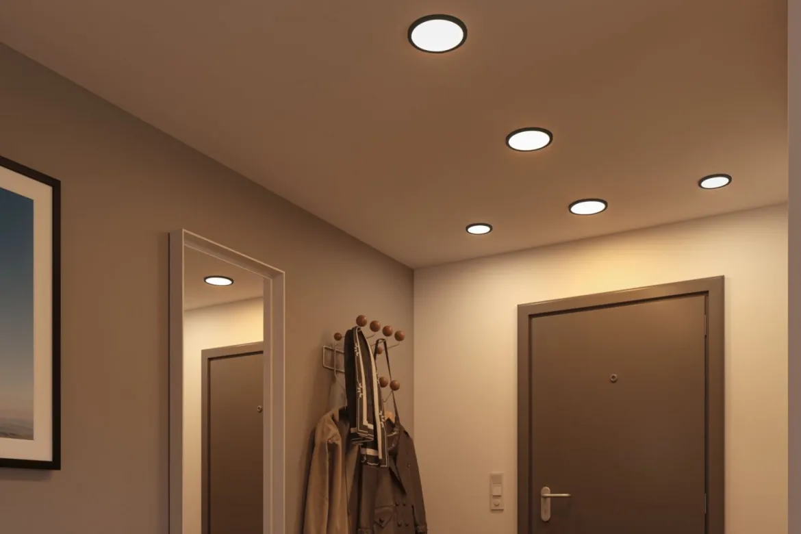 Paulmann 79960 LED Einbaupanel Areo VariFit IP44 rund 118mm Schwarz 3000K