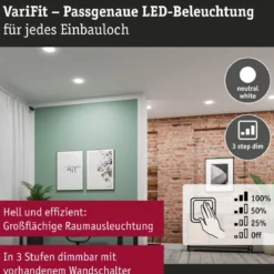 Paulmann 93068 LED Einbaupanel Veluna VariFit rund 215mm IP44 3-Stufen-dimmbar