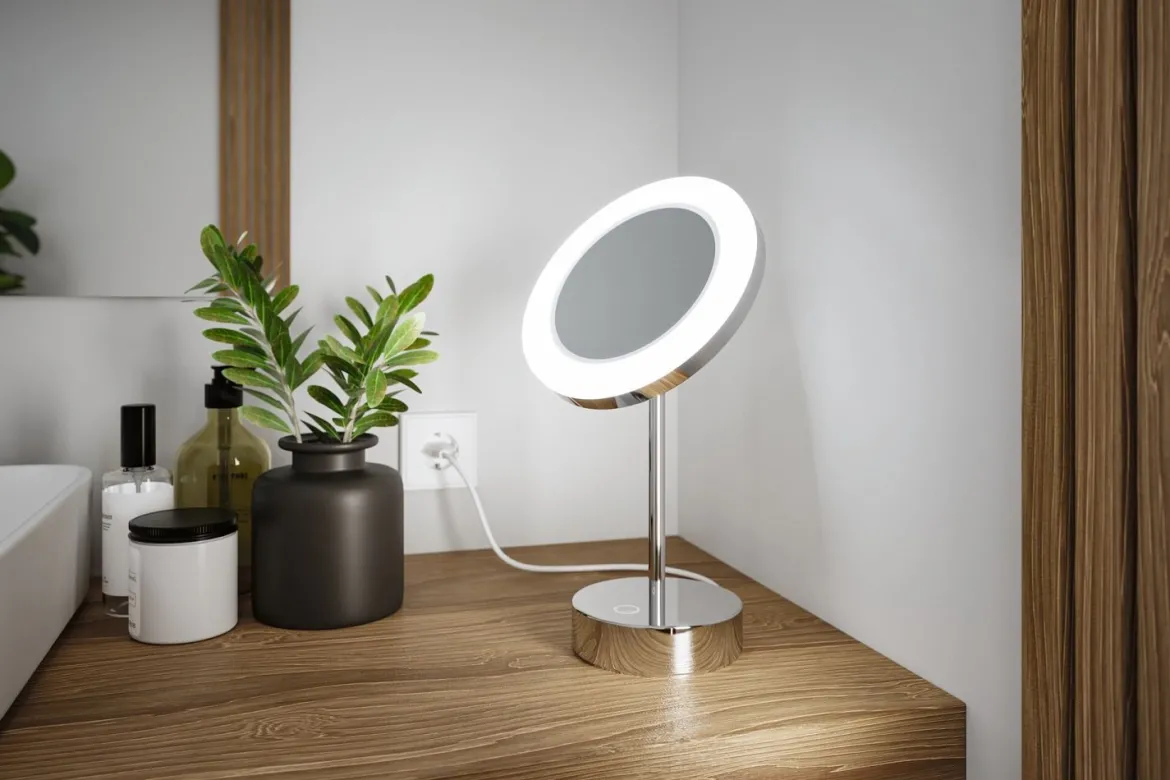 Paulmann 71150 LED Kosmetikspiegel Masua freistehend WhiteSwitch IP44 Chrom