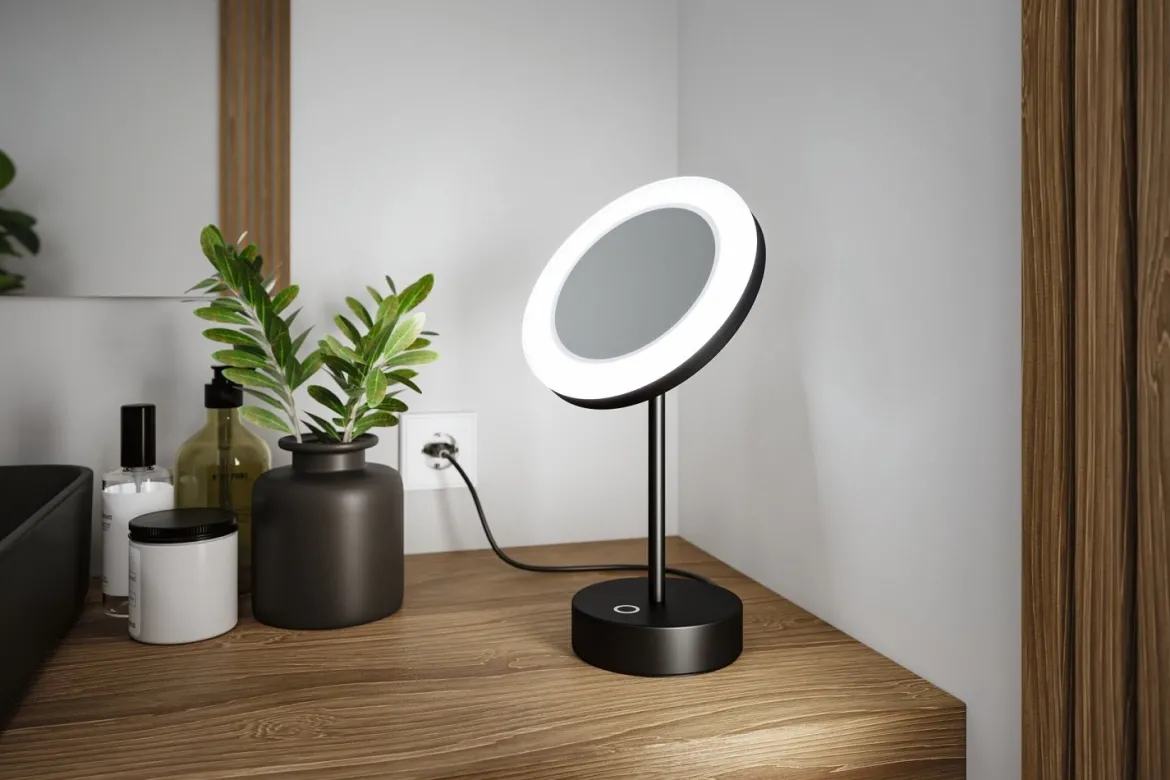 Paulmann 71151 LED Kosmetikspiegel Masua freistehend WhiteSwitch IP44 Schwarz
