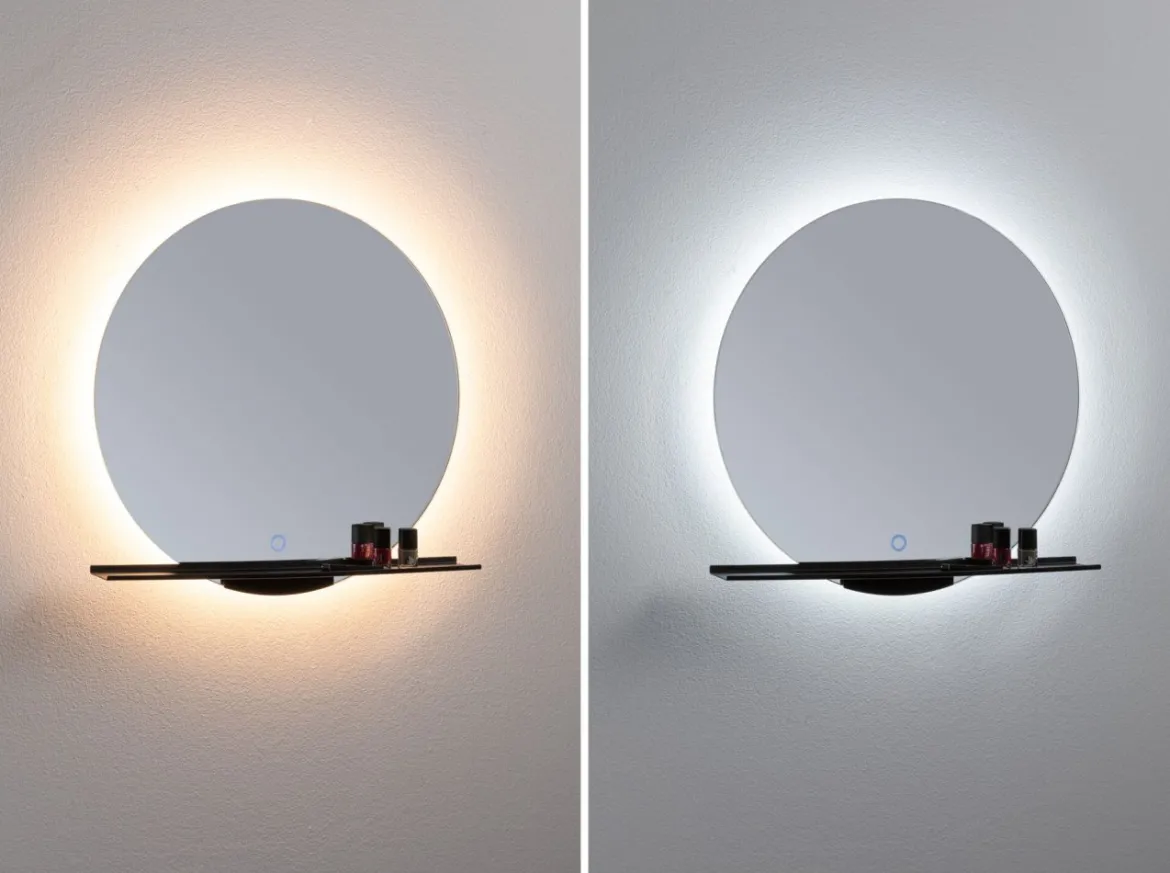 Paulmann 71091 LED Leuchtspiegel Miro IP44 Tunable White Schwarz 50cm 3000K