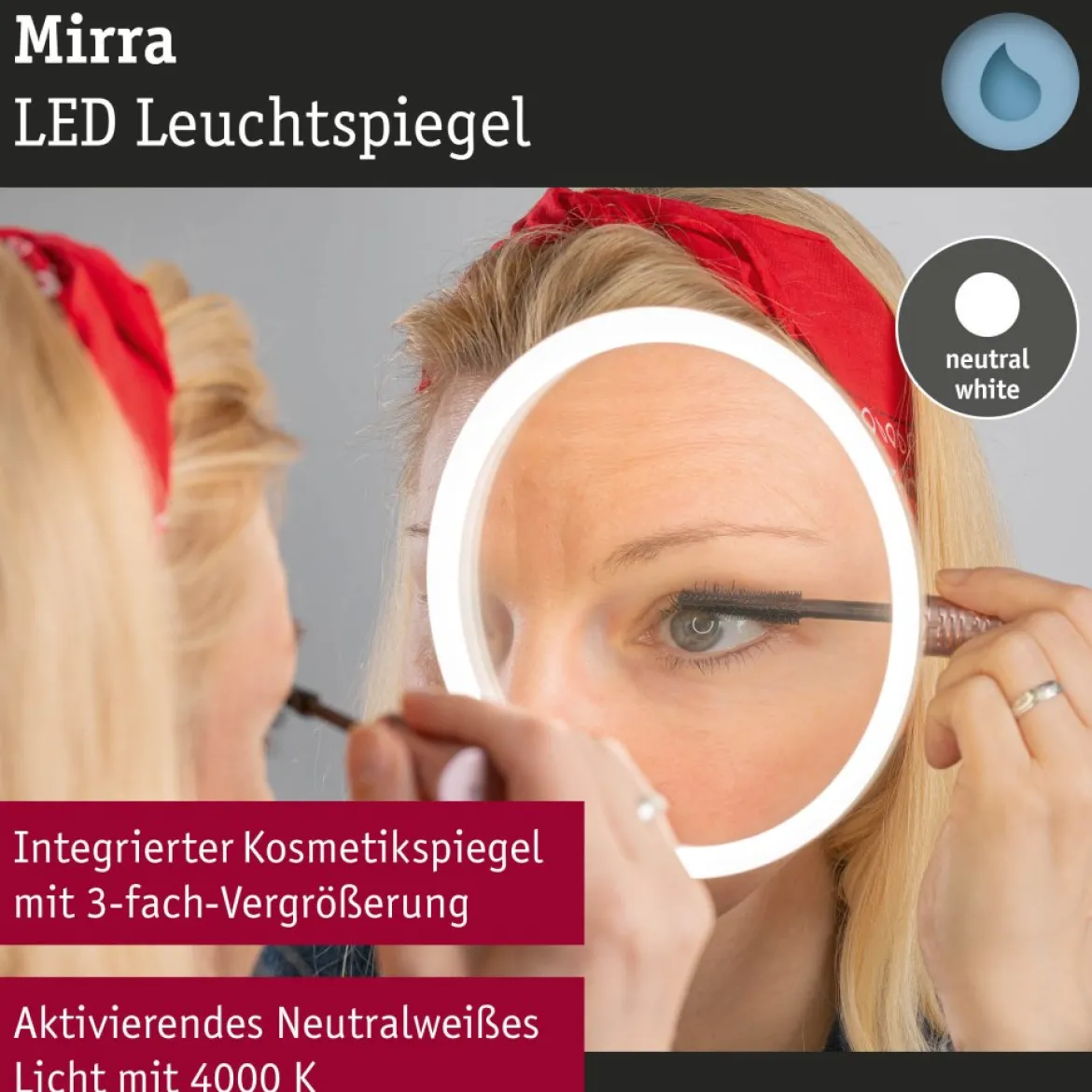 Paulmann 70556 LED Leuchtspiegel Mirra 80x60cm mit Kosmetikspiegel dimmbar