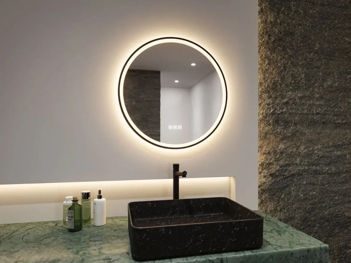 Paulmann 71088 LED Leuchtspiegel Mirra rund schwarz WhiteSwitch dimmbar
