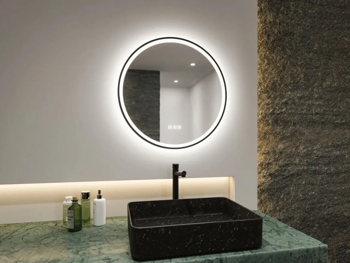 Paulmann 71088 LED Leuchtspiegel Mirra rund schwarz WhiteSwitch dimmbar