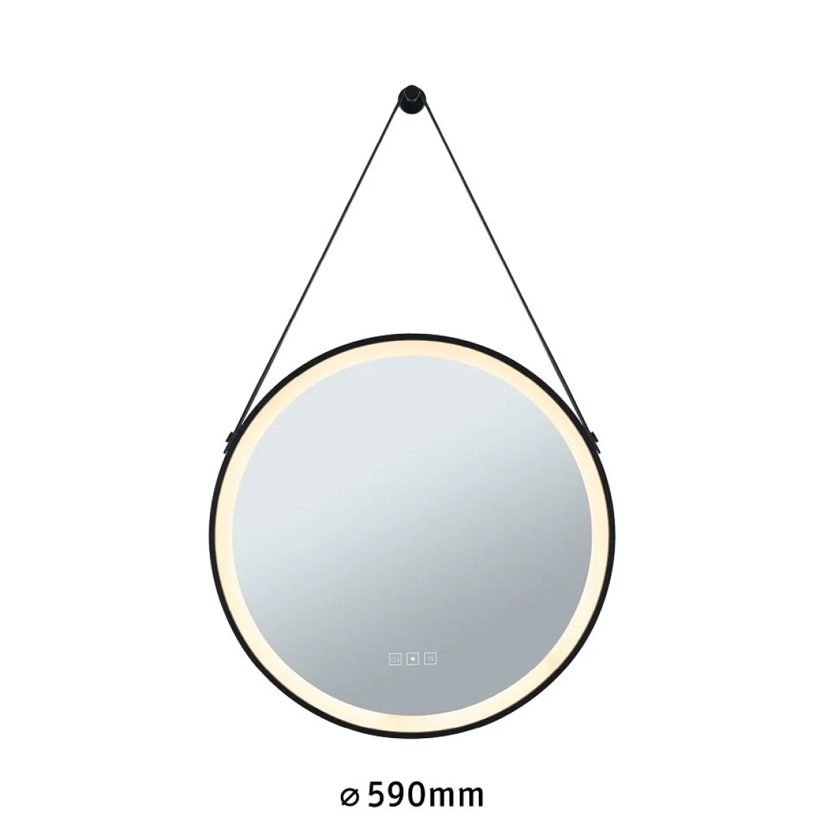 Paulmann 71089 LED Leuchtspiegel Mirra rund schwarz WhiteSwitch dimmbar mit Aufhängung